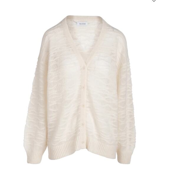 Naadam‎ Alpaca Blend Novelty Stitch Cardigan White Size XS - Picture 1 of 9